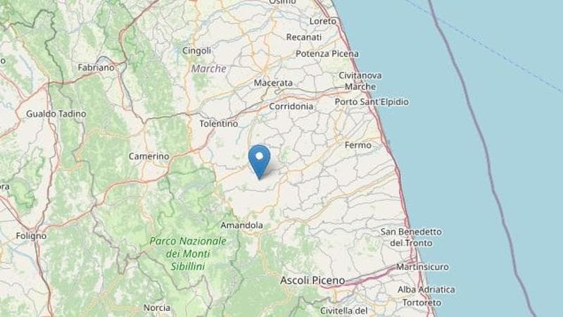 Terremoto di magnitudo 3,8 nelle Marche, tra le province di Macerata e di Fermo 1