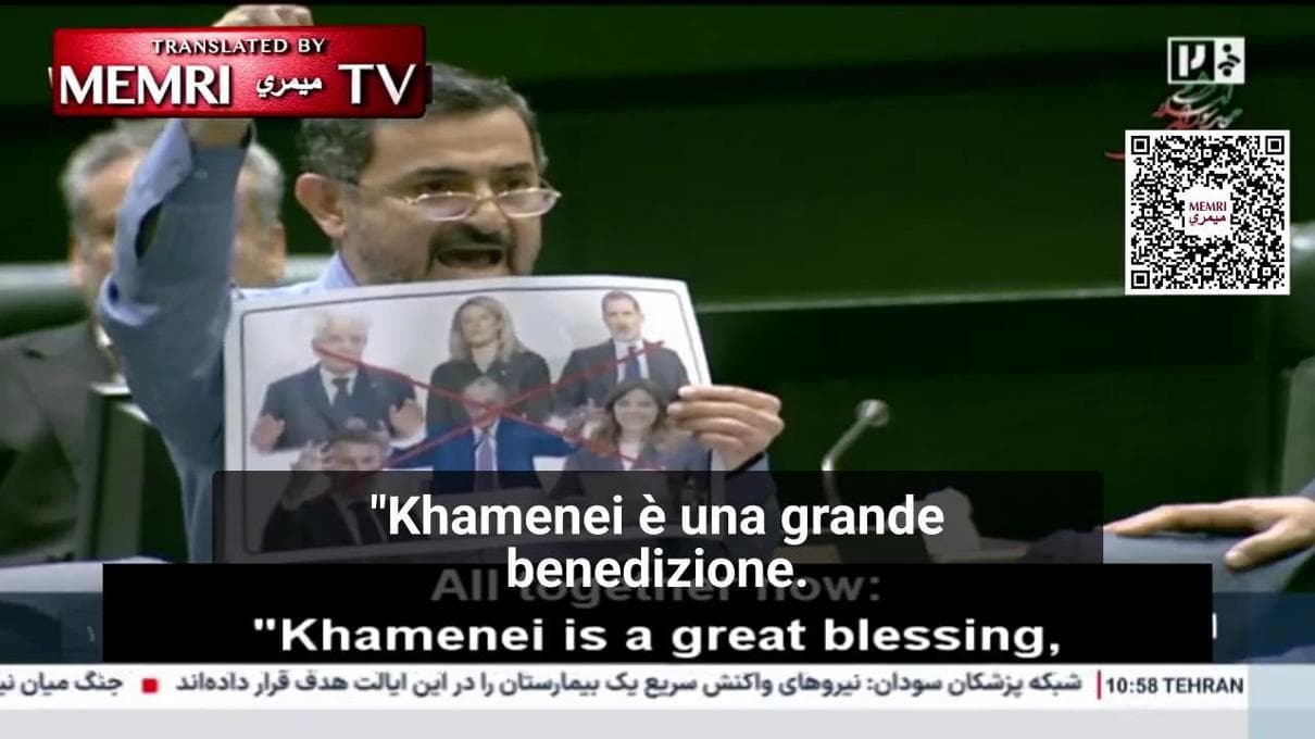 Iran, un parlamentare strappa le immagini dei leader europei, incluso Mattarella. L'Italia richiama l'ambasciatore. 1