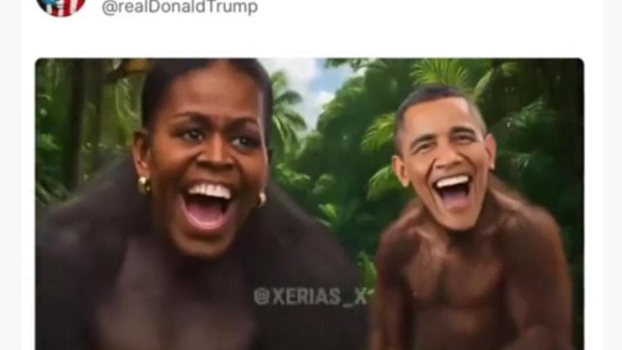 Trump rilancia un video controverso in cui gli Obama sono paragonati a due scimmie, ma poi è costretto a rimuoverlo. 1
