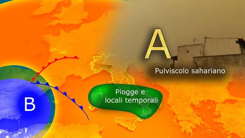 Previsioni meteorologiche: fine settimana caratterizzato da piogge primaverili, sabbia desertica e temperature temperate. 1