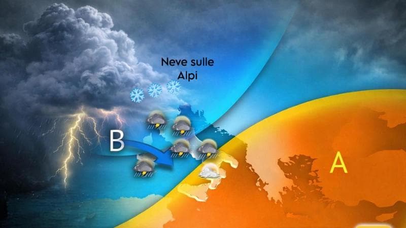 Previsioni meteorologiche: in arrivo il vortice scozzese, transizione da un clima primaverile a nevicate abbondanti sulle Alpi. 1