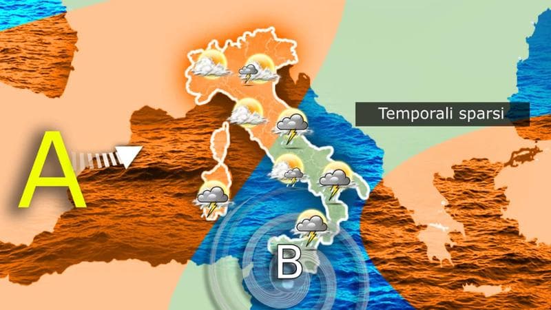 Previsioni meteorologiche: ultime precipitazioni, seguito dal ritorno di un anticiclone più caldo con punte superiori ai 26 °C. 2