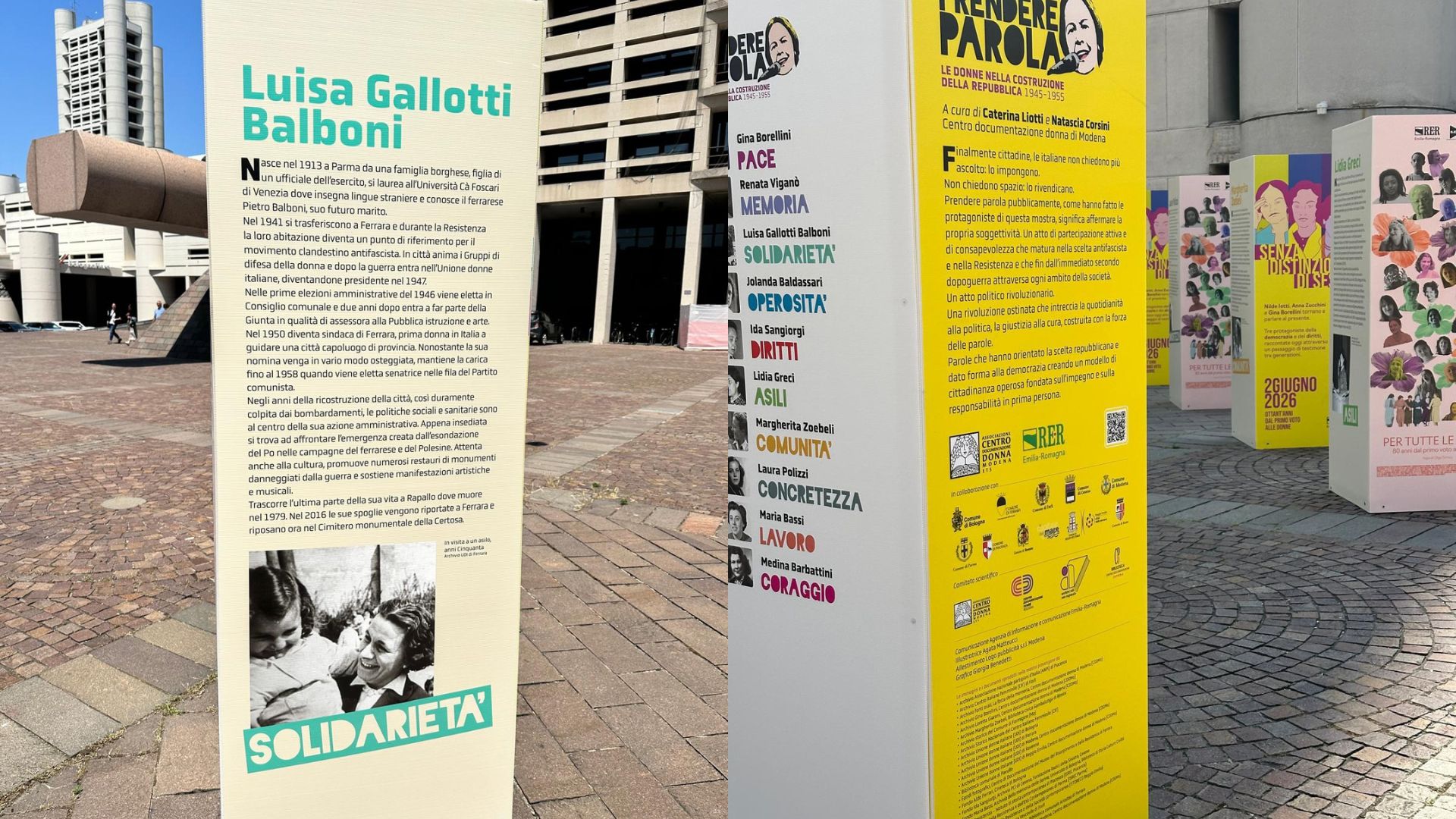 La prima donna sindaco d'Italia, Luisa Gallotti Balboni, in esposizione a Bologna. 1