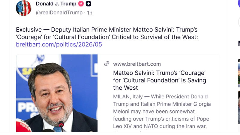 L'appoggio di Trump a Salvini, riporta l'intervista al portale Maga. 2