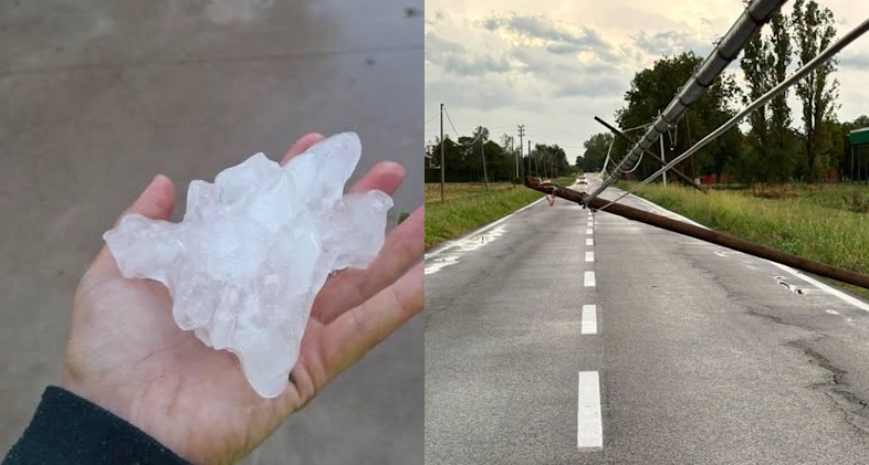 Nuova perturbazione sul territorio ferrarese: grandinate nell’Argentano e chiusura di strade a causa dei danni. 1