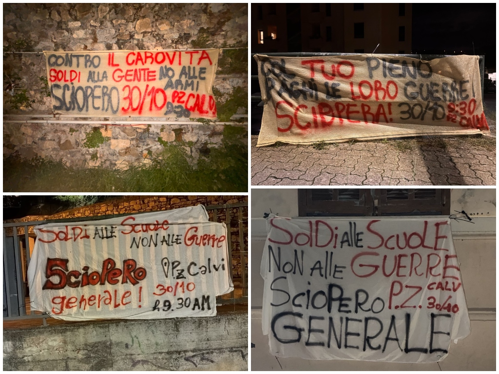 Imperia: striscioni per lo sciopero del 30 ottobre su caro vita e carburante 1