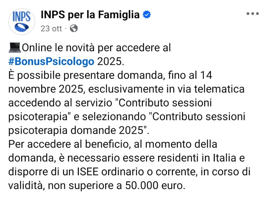 INPS ricorda “C'è Tempo fino al 14 Novembre per il Bonus con ISEE Fino a 50.000€” 2